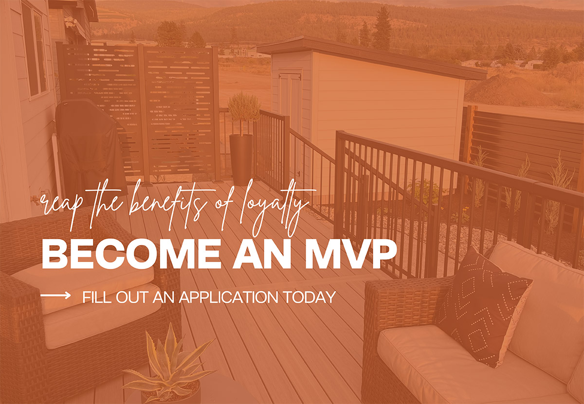 MVP APPLICATION FORM backyard with composite deck and privacy screen with text reap the benefits of loyalty - become an MVP